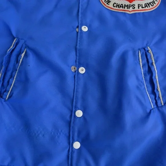 VTG 70S Macarthur Sports Blue St.Thomas Baronet Shoes Playoff Champs 75-76 Coat - Picture 8 of 16